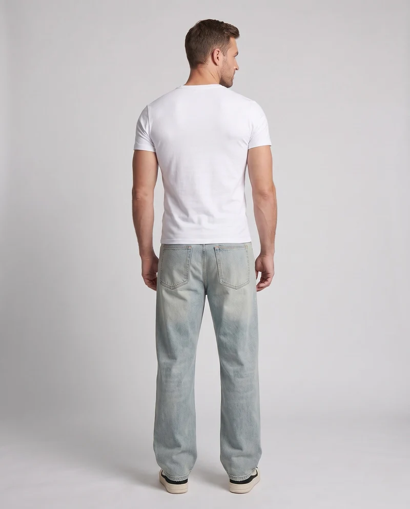 Herren Ultraweit geschnittene Denim-Jeans mit ausgewaschener Vintage-Optik Nord Taschen