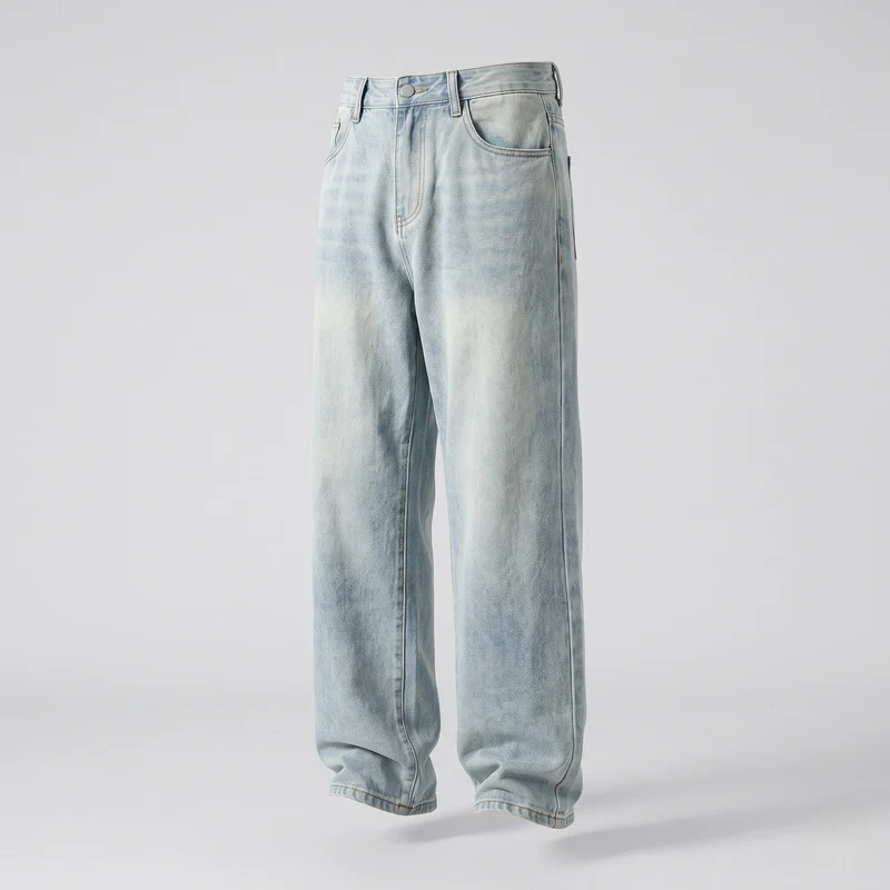 Herren Ultraweit geschnittene Denim-Jeans mit ausgewaschener Vintage-Optik Nord Taschen