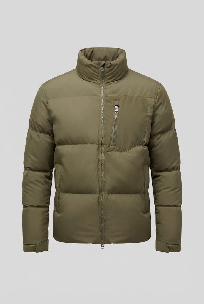 Herren Urbaner Kurz-Puffer mit hohem Stehkragen, Brustreißverschluss & winddichter Hülle Nord Taschen