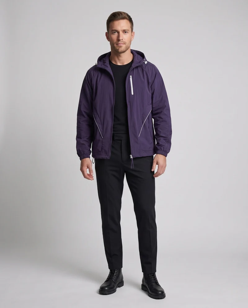 Herren ultraleichte UV-Schutz-Kapuzen-Übergangsjacke mit wasserabweisender, atmungsaktiver Membran & reflektierenden Details Nord Taschen