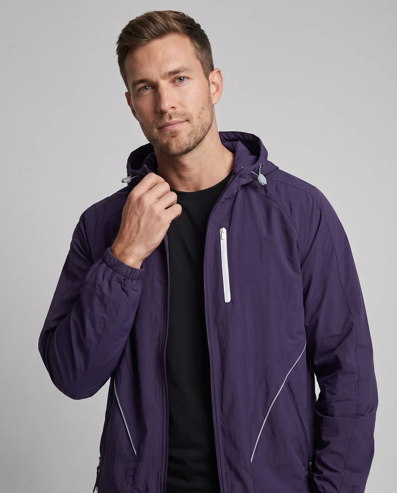 Herren ultraleichte UV-Schutz-Kapuzen-Übergangsjacke mit wasserabweisender, atmungsaktiver Membran & reflektierenden Details Nord Taschen