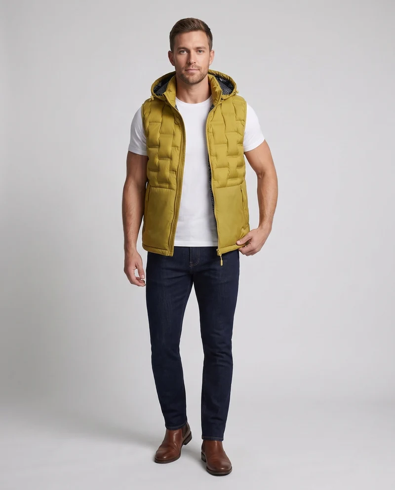 Herren Ultraleichte gesteppte Thermoweste mit Kapuze, Packfunktion & windabweisender Oberfläche Nord Taschen