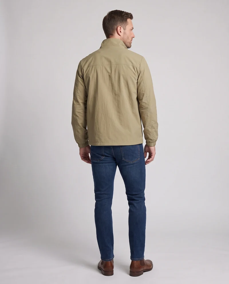 Herren Ultraleichte Utility-Fieldjacke mit Stehkragen, Brust‑Zipper & elastischen Bündchen Nord Taschen