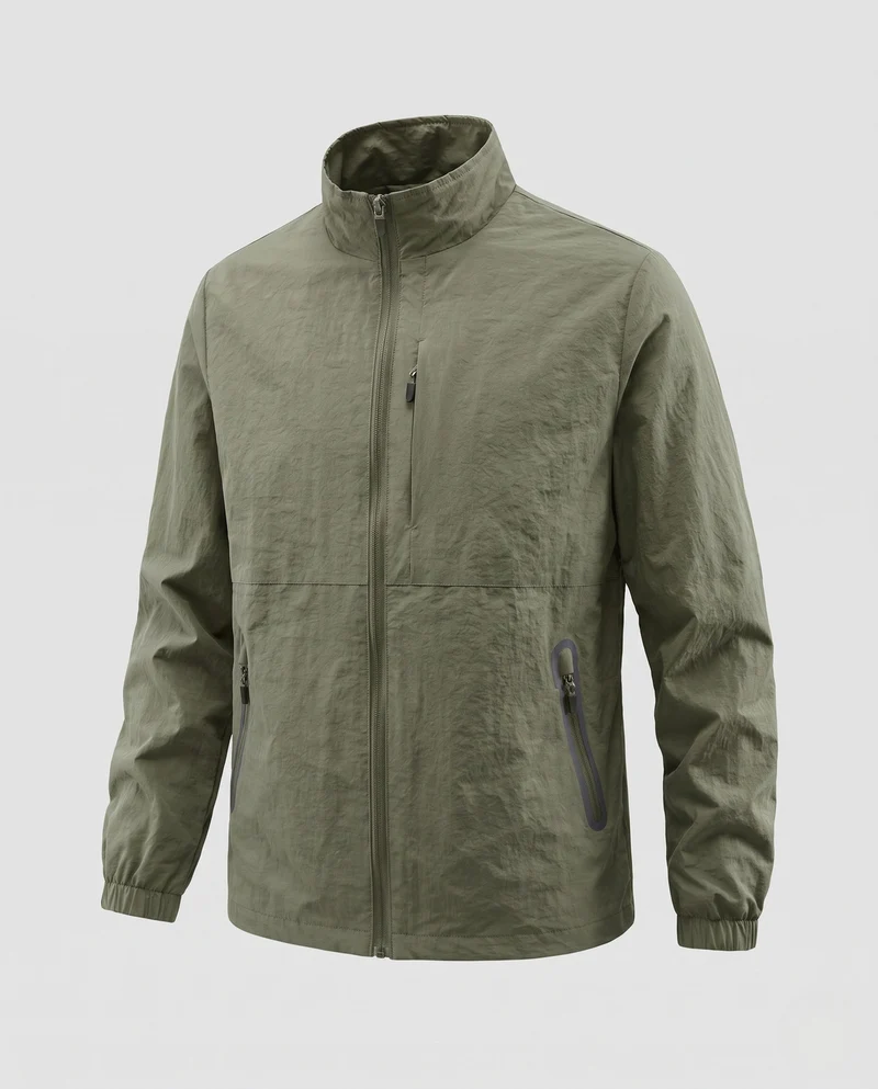 Herren Ultraleichte Utility-Fieldjacke mit Stehkragen, Brust‑Zipper & elastischen Bündchen Nord Taschen