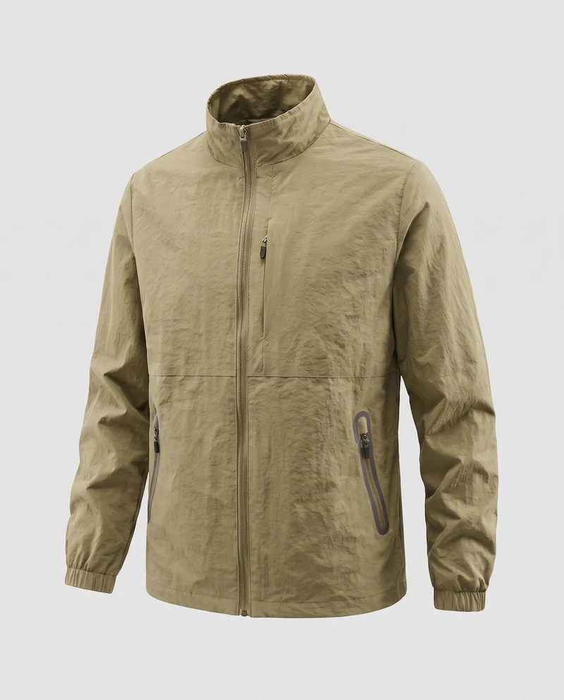 Herren Ultraleichte Utility-Fieldjacke mit Stehkragen, Brust‑Zipper & elastischen Bündchen Nord Taschen