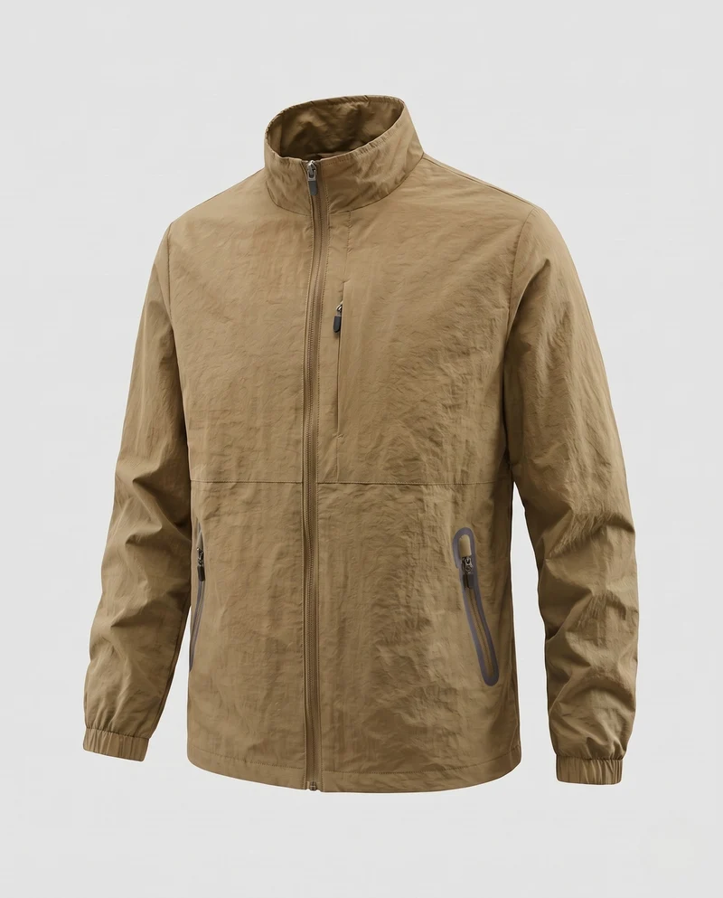 Herren Ultraleichte Utility-Fieldjacke mit Stehkragen, Brust‑Zipper & elastischen Bündchen Nord Taschen