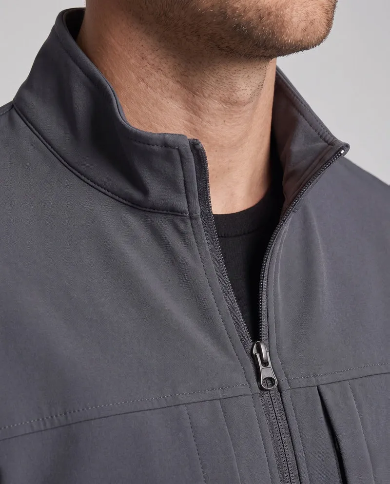 Herren Übergangsjacke aus elastischem Bergsteiger-Nylon mit Stehkragen und verdecktem Reißverschluss Nord Taschen