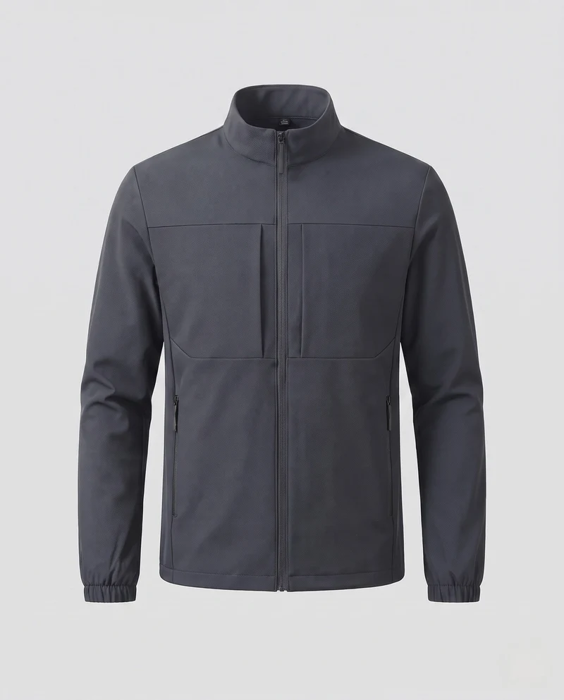 Herren Übergangsjacke aus elastischem Bergsteiger-Nylon mit Stehkragen und verdecktem Reißverschluss Nord Taschen