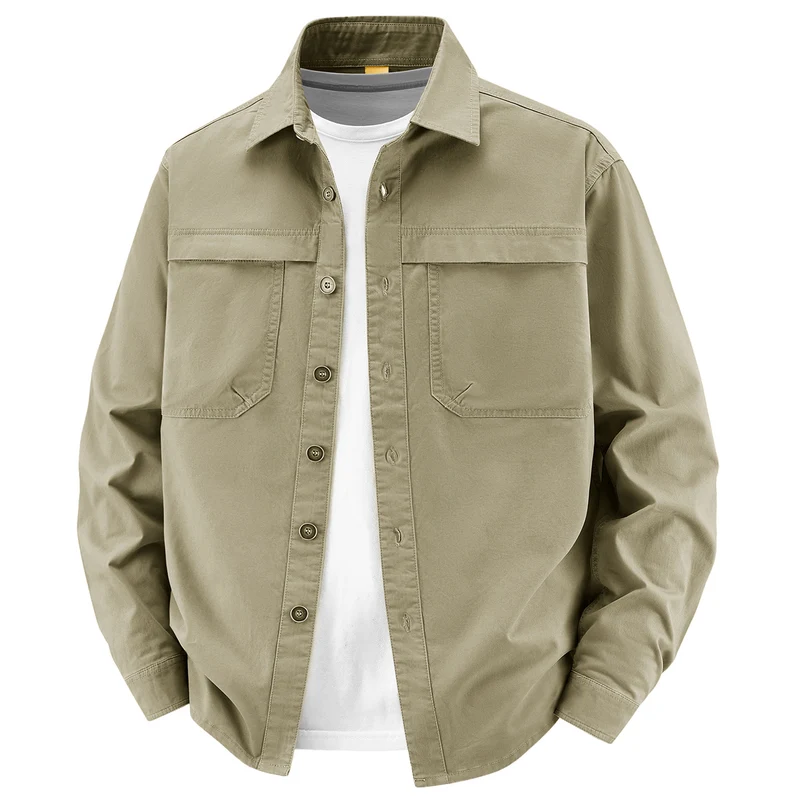 Herren Overshirt aus Baumwoll‑Twill mit zwei Brustklappen und relaxed Fit Nord Taschen