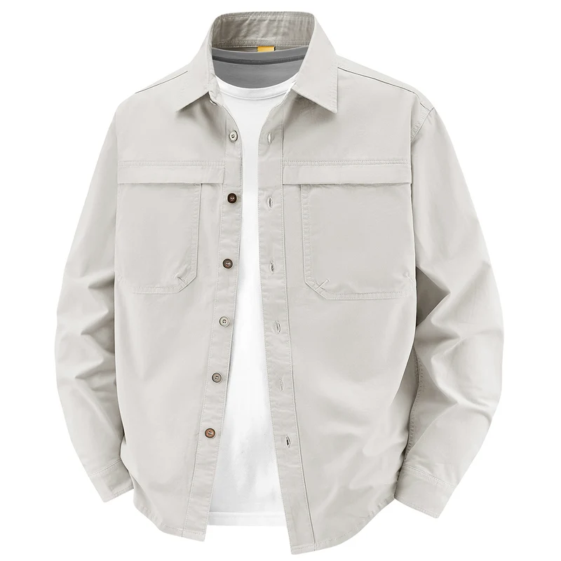 Herren Overshirt aus Baumwoll‑Twill mit zwei Brustklappen und relaxed Fit Nord Taschen