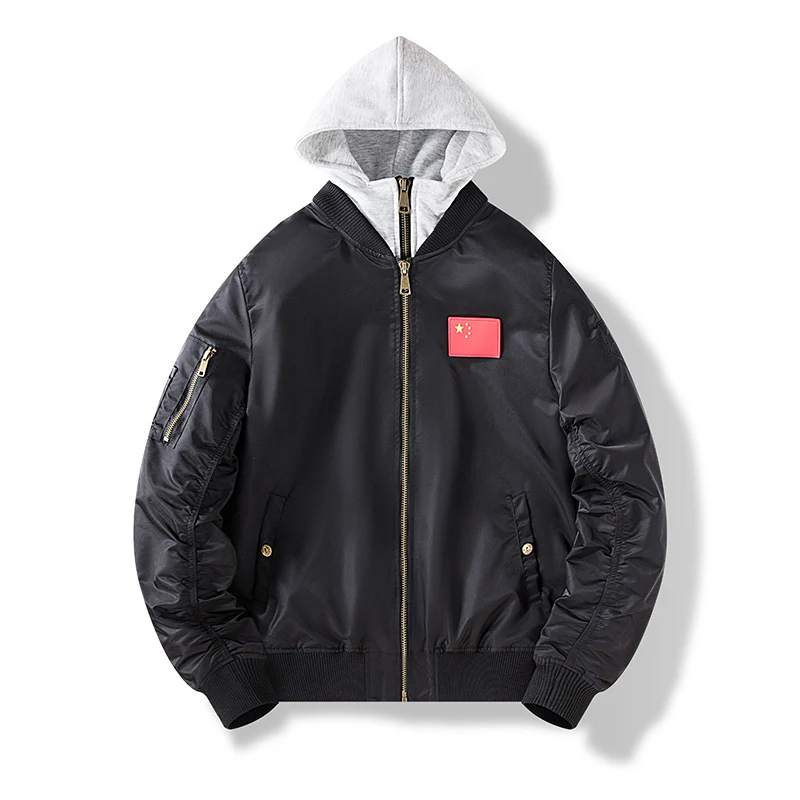 Herren Nylon‑Bomberjacke mit integrierter Sweatkapuze und Ärmel‑Utility‑Tasche Nord Taschen