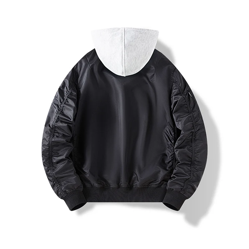 Herren Nylon‑Bomberjacke mit integrierter Sweatkapuze und Ärmel‑Utility‑Tasche Nord Taschen