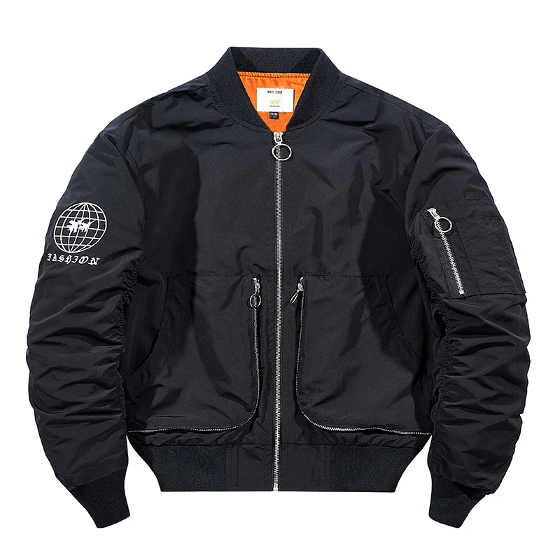 Herren Nylon-Bomberjacke im Flieger-Style mit Reißverschluss-Ärmeltasche und kontrastierendem Innenfutter Nord Taschen