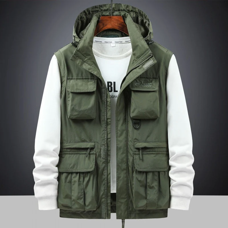 Herren Multifunktionale Utility-Fieldjacke mit Kapuze, Mehrfach-Taschen und Ripstop-Außenmaterial Nord Taschen