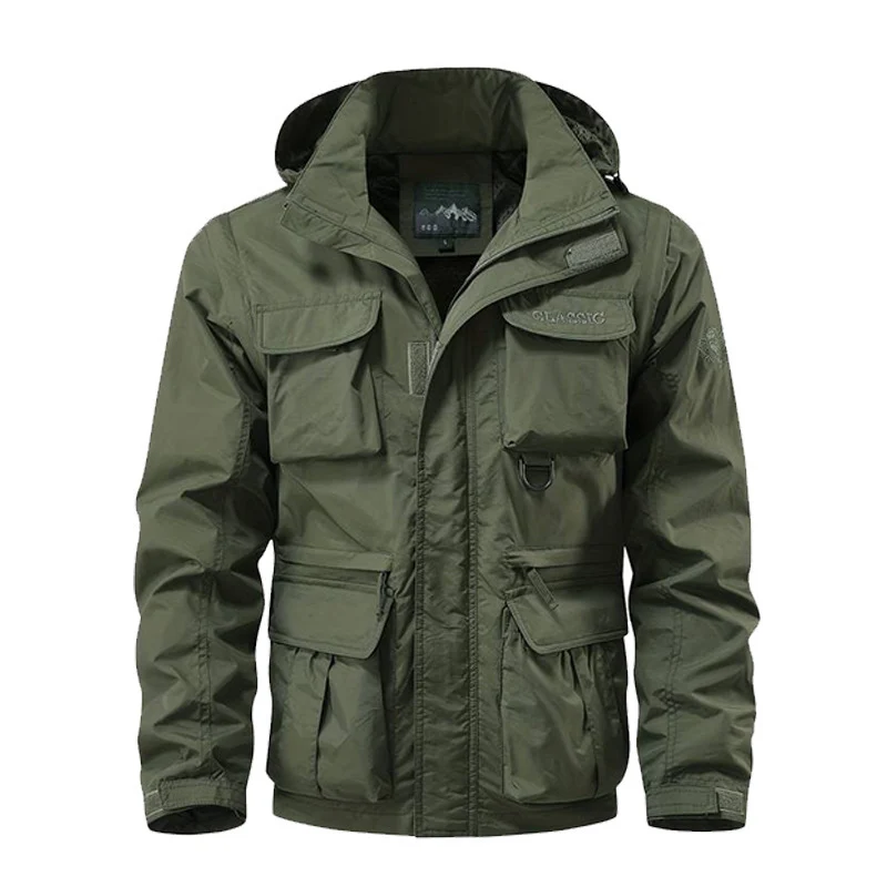Herren Multifunktionale Fieldjacke mit Kapuze wasserabweisendem Shell und Organizer-Taschen Nord Taschen