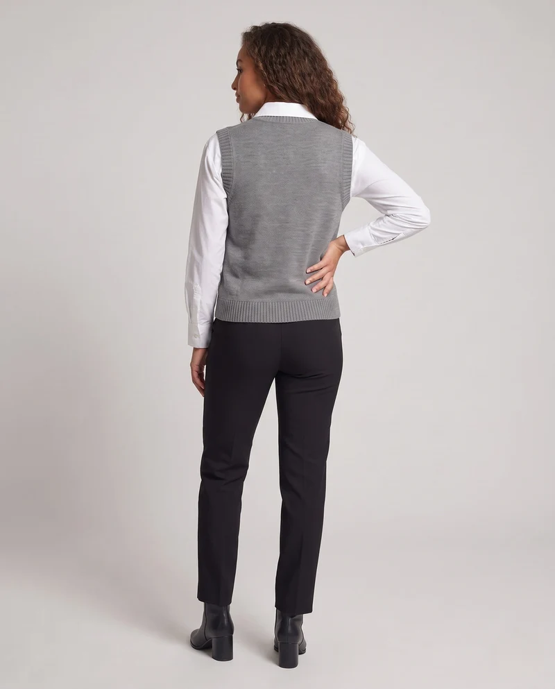 Damen Ärmellose Feinstrickweste mit Perlen- und Strass-Sonnenmotiv Nord Taschen