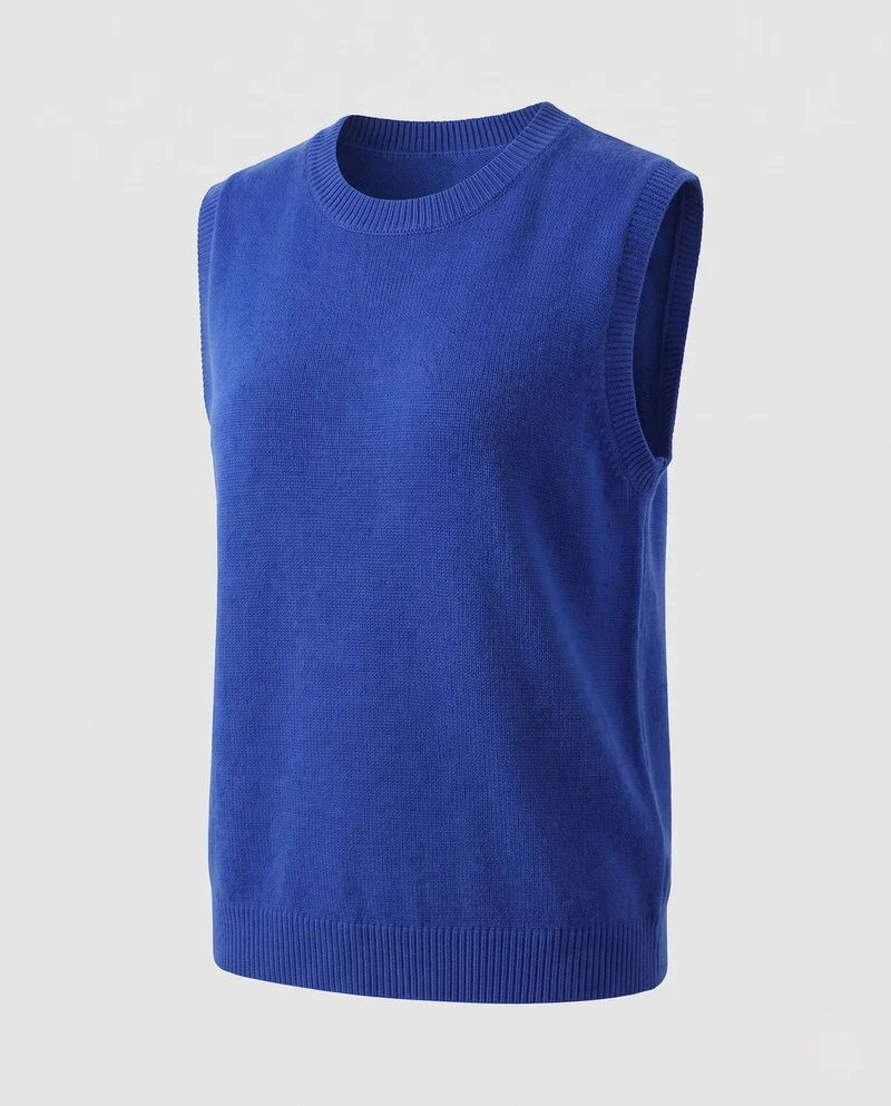 Damen Ärmellose Feinstrick‑Weste mit Rundhalsausschnitt und kaschmirähnlicher Oberfläche Nord Taschen