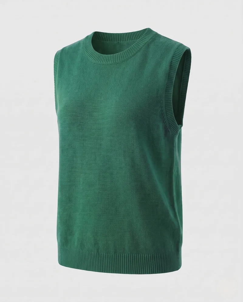 Damen Ärmellose Feinstrick‑Weste mit Rundhalsausschnitt und kaschmirähnlicher Oberfläche Nord Taschen