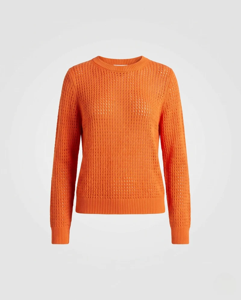 Damen Ajourstrick-Oversize-Pullover mit weitem Rundhalsausschnitt und flauschiger Haptik Nord Taschen