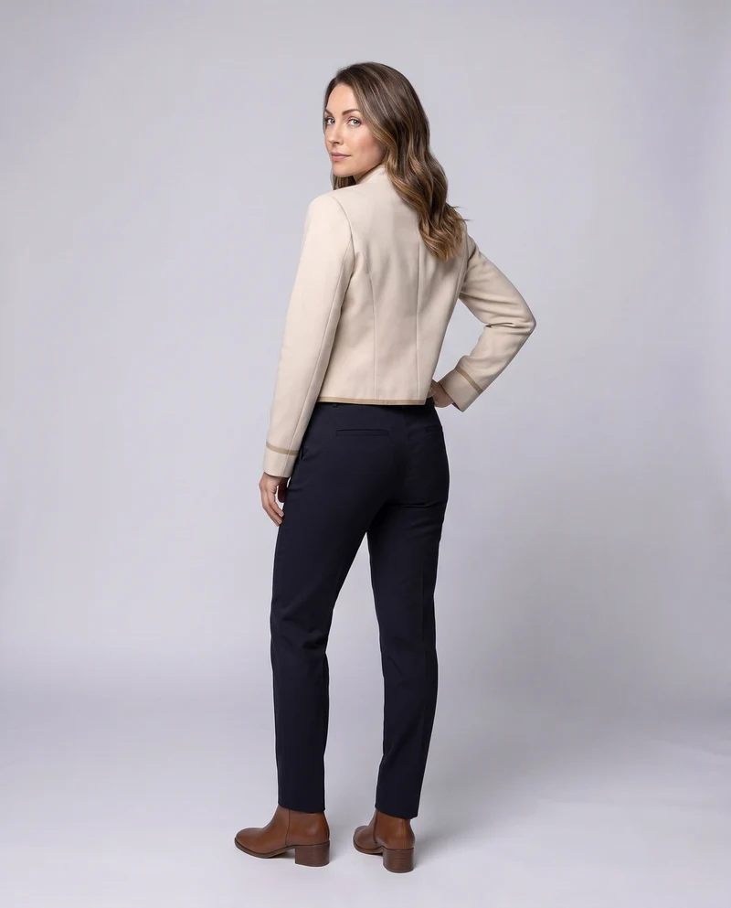 Damen Kurzjacke im Duffle‑Stil mit Stehkragen und ZierknNord Taschenelverschluss Nord Taschen