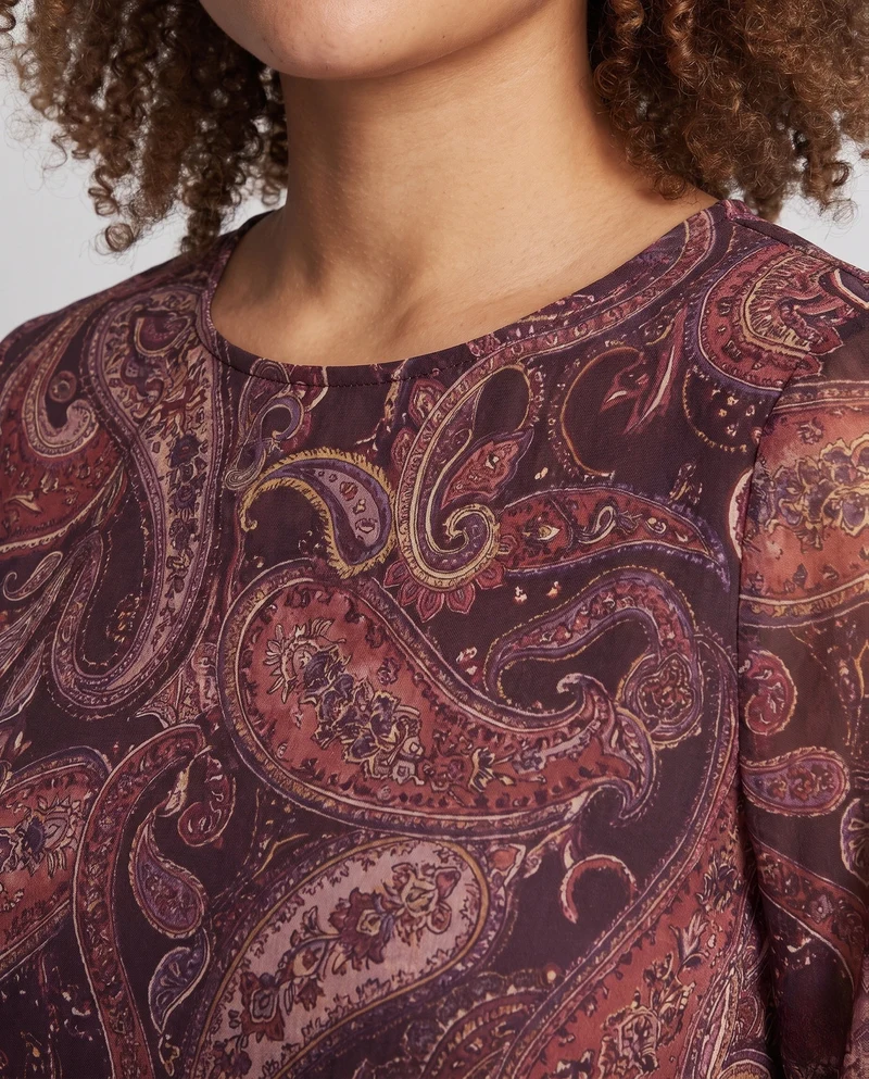 Damen Midikleid mit Paisley‑Print, fließendem Volantrock und Ballonärmeln Nord Taschen