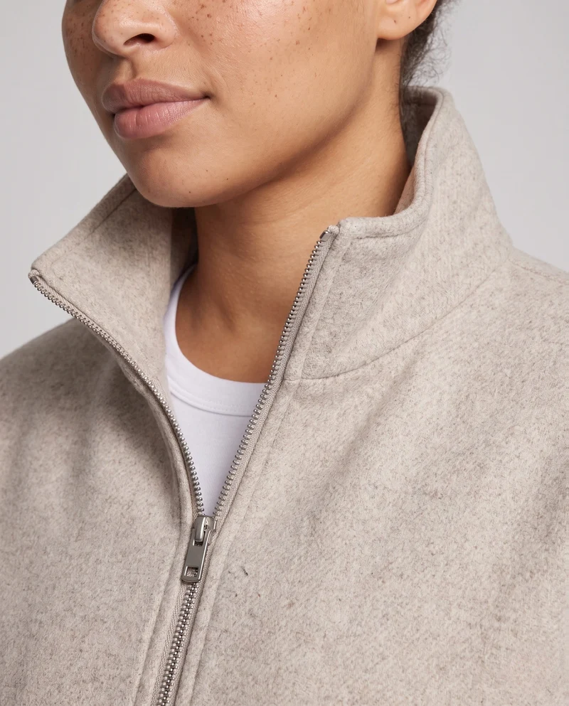 Damen Oversize Kurzjacke aus Wollmix mit hohem Funnelkragen und Ballonärmeln Nord Taschen