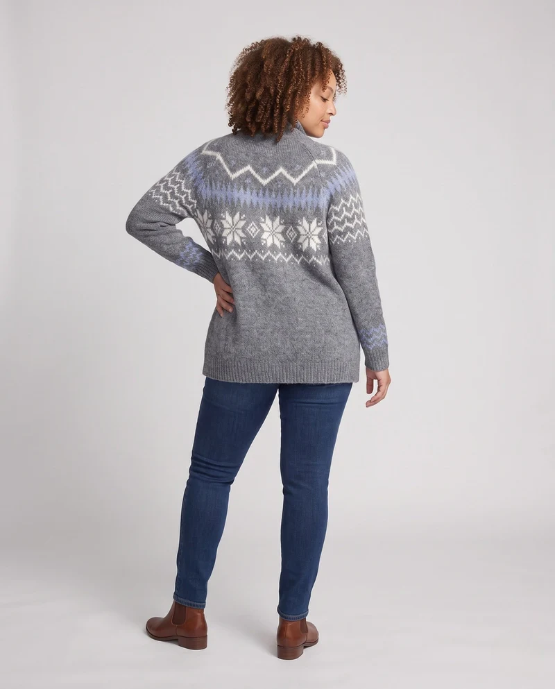 Damen Norweger-Cardigan mit hohem Stehkragen und KnNord Taschenelverschluss Nord Taschen