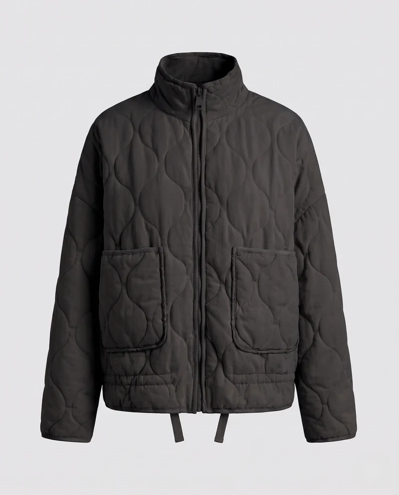Damen Oversize-Steppjacke mit Stehkragen und aufgesetzten Taschen Nord Taschen