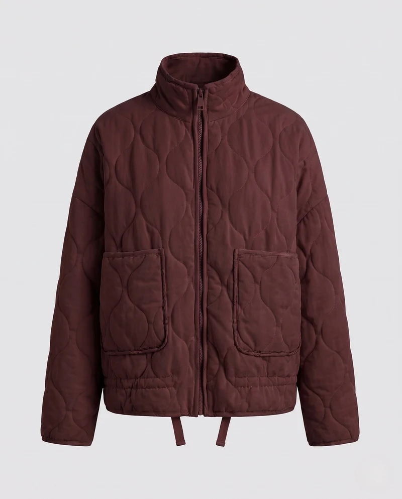 Damen Oversize-Steppjacke mit Stehkragen und aufgesetzten Taschen Nord Taschen