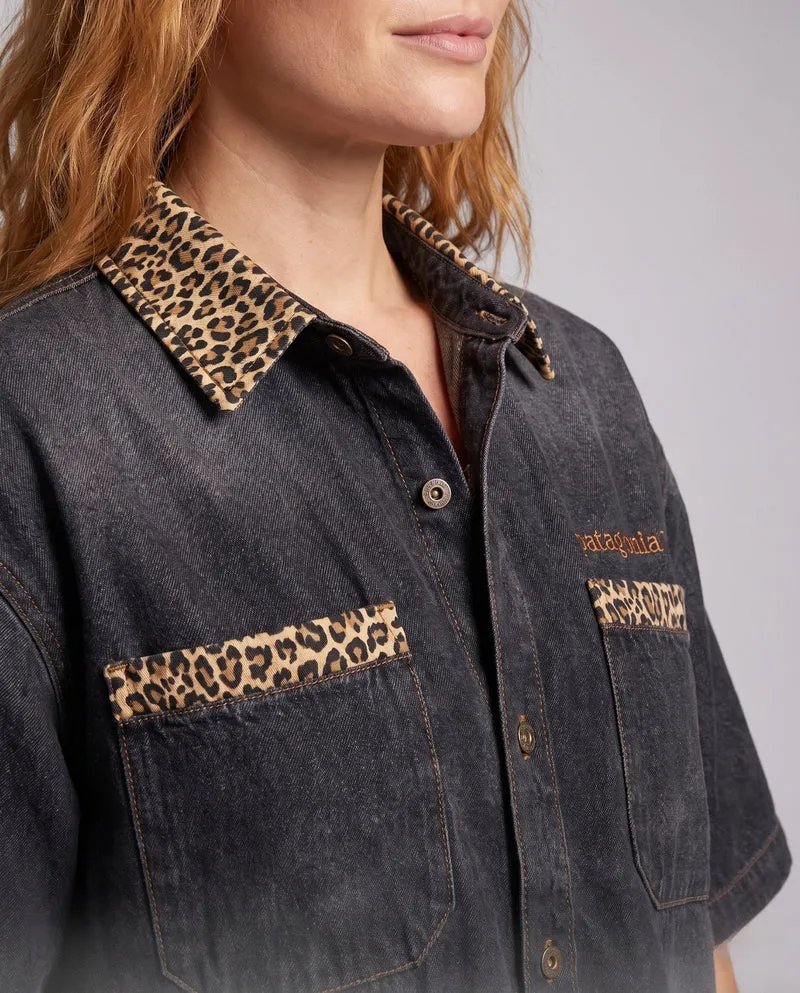 Damenmode Kurzarm Denim Shirts Nord Taschen