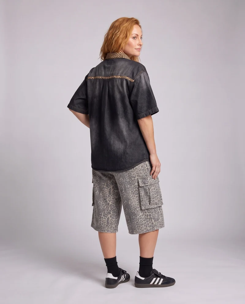 Damenmode Kurzarm Denim Shirts Nord Taschen