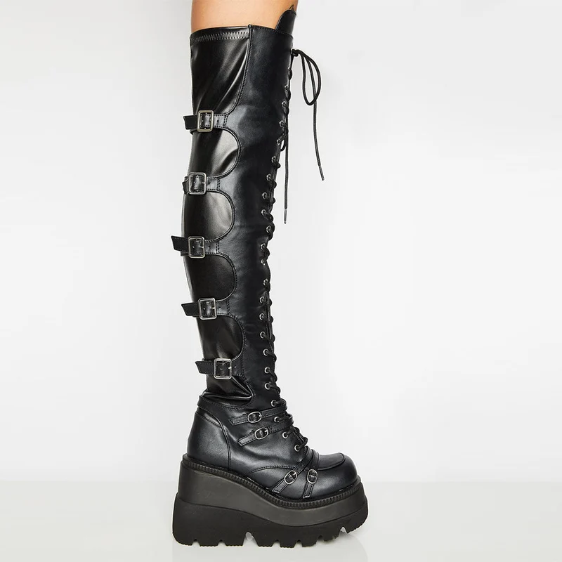 Damen Hochformatige Plateau-Stiefel mit modischem Reißverschluss und Schnür-Design - Vittorelli
