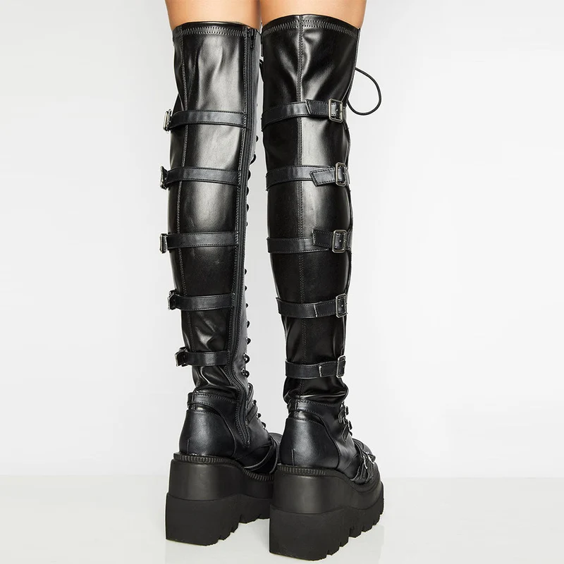 Damen Hochformatige Plateau-Stiefel mit modischem Reißverschluss und Schnür-Design - Vittorelli