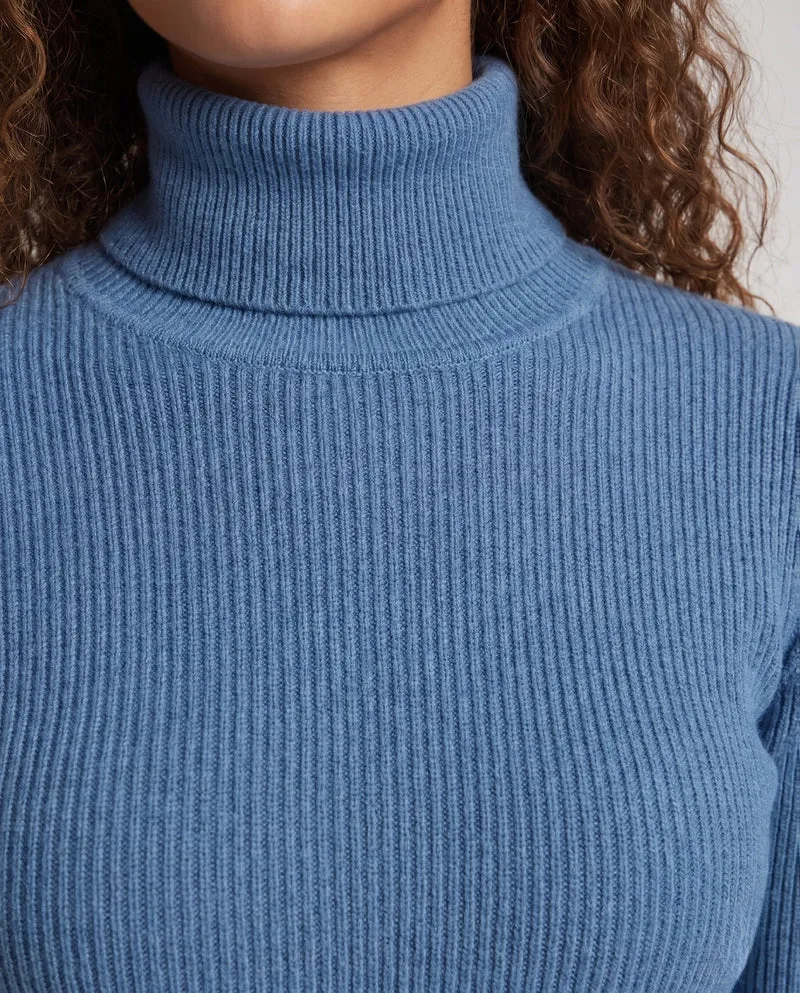 Damen Feiner Rippen-Strickpullover mit Mockneck und kaschmirähnlicher Weichheit Nord Taschen