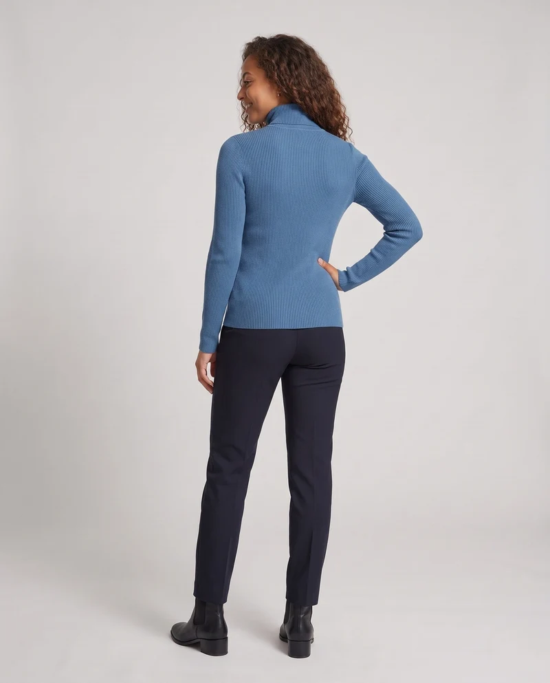 Damen Feiner Rippen-Strickpullover mit Mockneck und kaschmirähnlicher Weichheit Nord Taschen