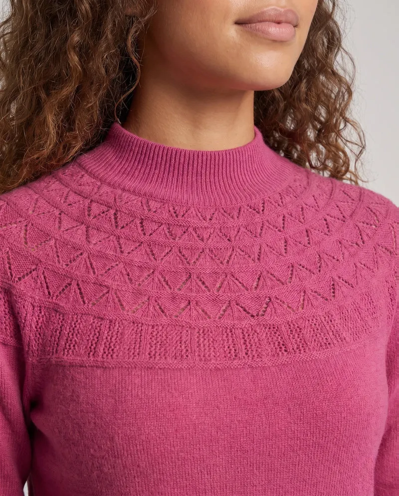 Damen Feiner Pullover aus australischer Wolle mit Ajour-Joch und legerer Passform Nord Taschen