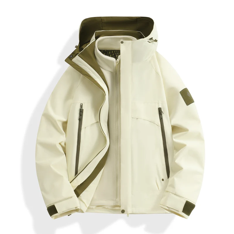 Damen wasserdichter modularer Parka mit abnehmbarer Fleece-Innenjacke und technischer Kapuze Nord Taschen