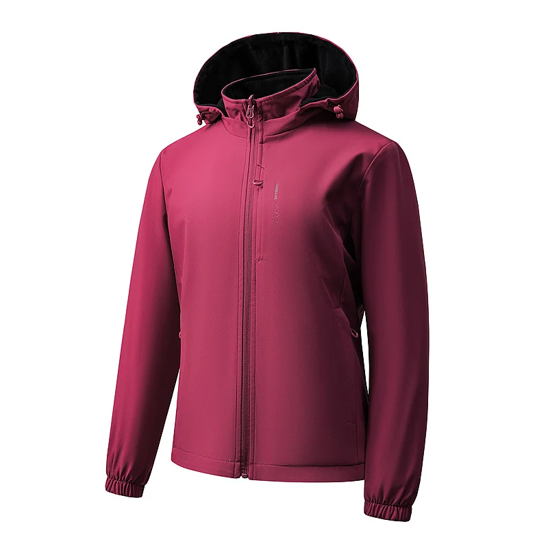 Damen Leichte wasserdichte Softshelljacke mit Kapuze und Brust-Reißverschlusstasche Nord Taschen