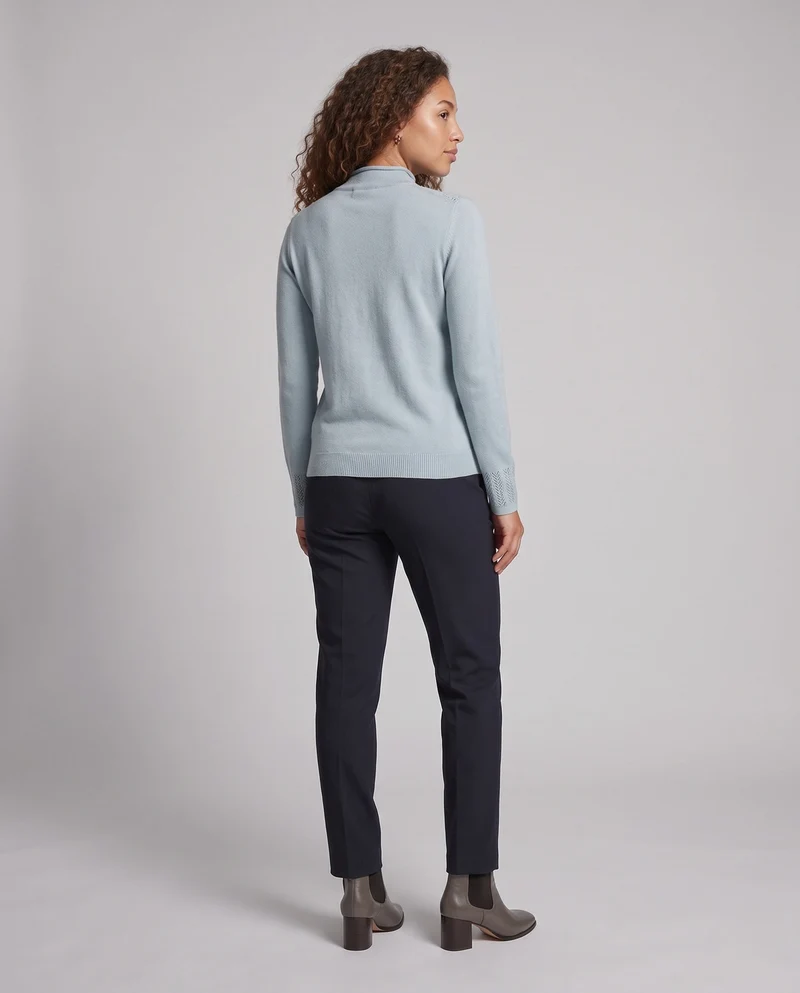 Damen Feinstrick-Pullover mit Mockneck, Ajour‑Yoke und kaschmirähnlicher Weichheit Nord Taschen