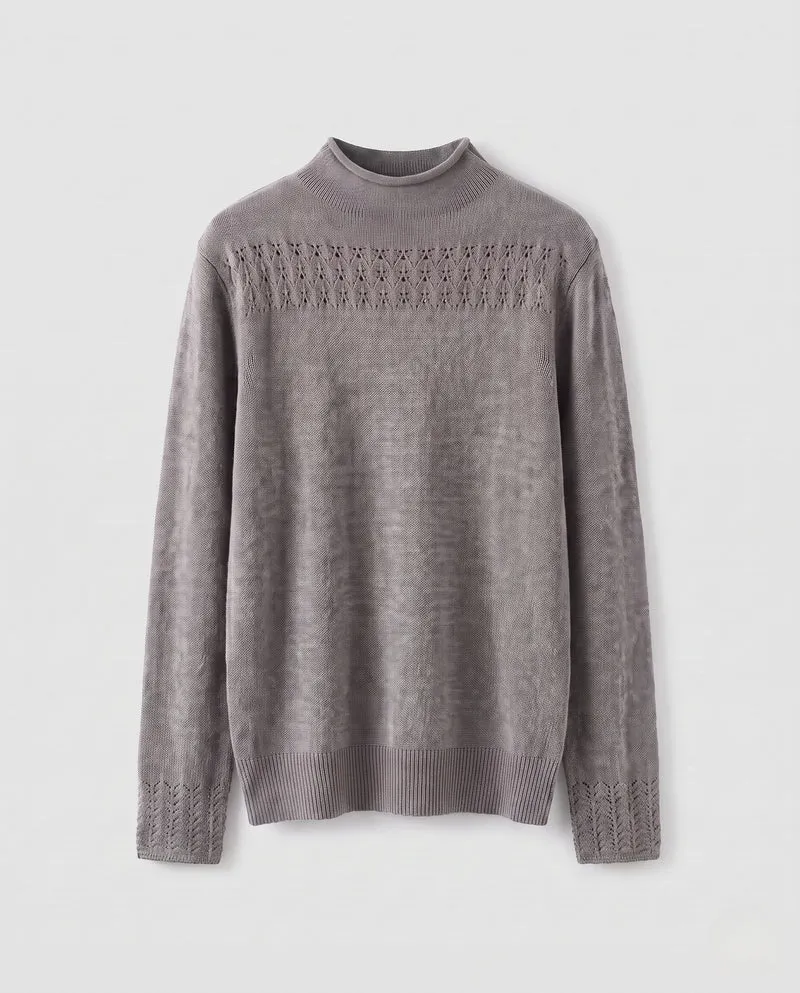 Damen Feinstrick-Pullover mit Mockneck, Ajour‑Yoke und kaschmirähnlicher Weichheit Nord Taschen