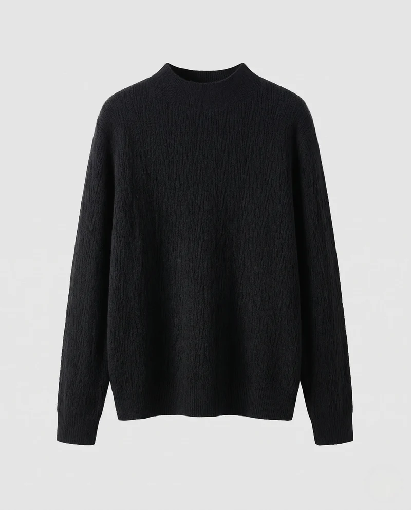 Damen Feinstrick-Pullover mit kurzem Mockneck und leicht strukturierter Oberfläche Nord Taschen