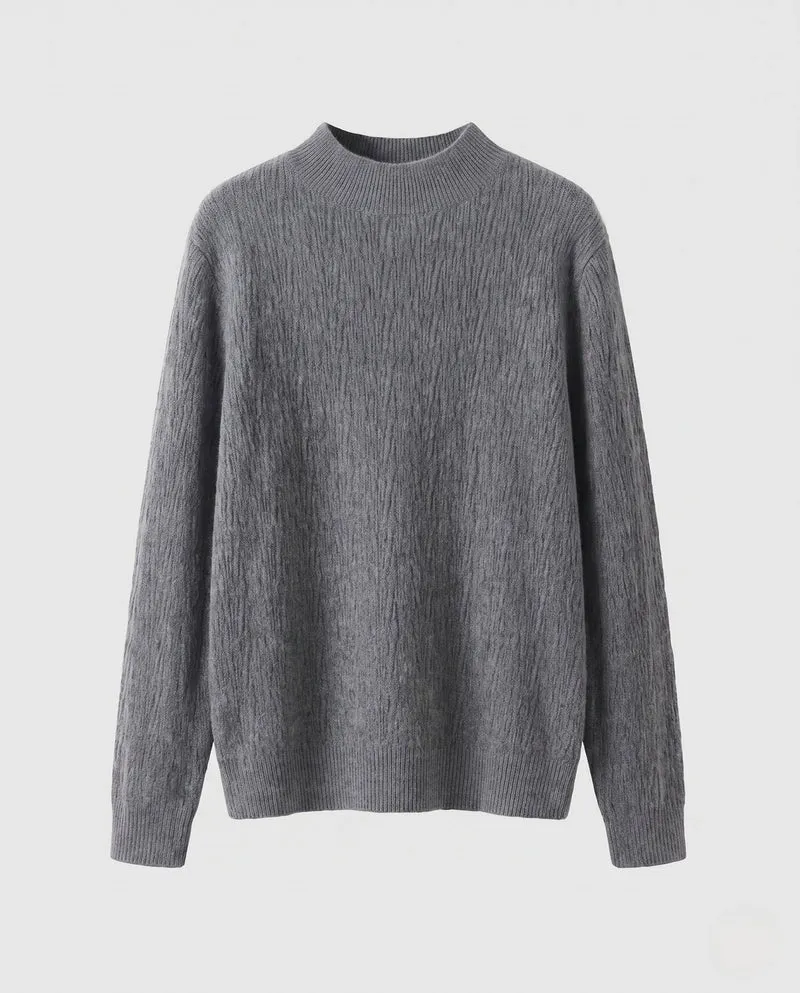 Damen Feinstrick-Pullover mit kurzem Mockneck und leicht strukturierter Oberfläche Nord Taschen