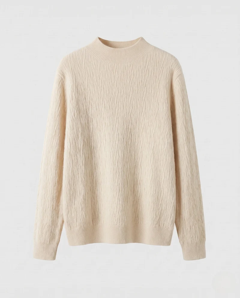 Damen Feinstrick-Pullover mit kurzem Mockneck und leicht strukturierter Oberfläche Nord Taschen