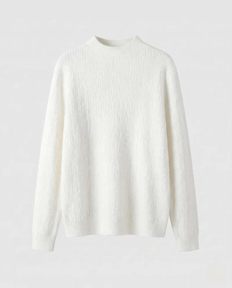Damen Feinstrick-Pullover mit kurzem Mockneck und leicht strukturierter Oberfläche Nord Taschen