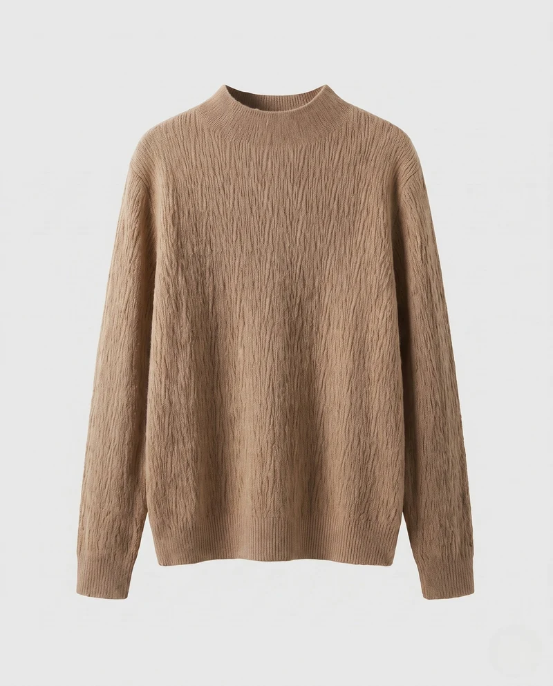 Damen Feinstrick-Pullover mit kurzem Mockneck und leicht strukturierter Oberfläche Nord Taschen