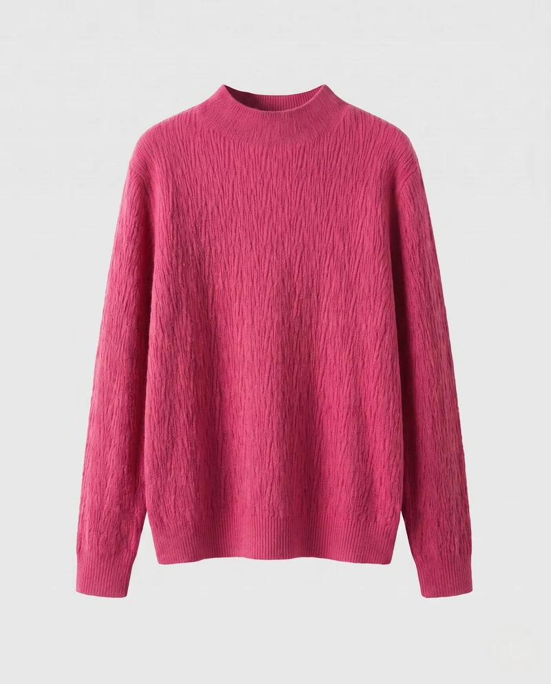 Damen Feinstrick-Pullover mit kurzem Mockneck und leicht strukturierter Oberfläche Nord Taschen