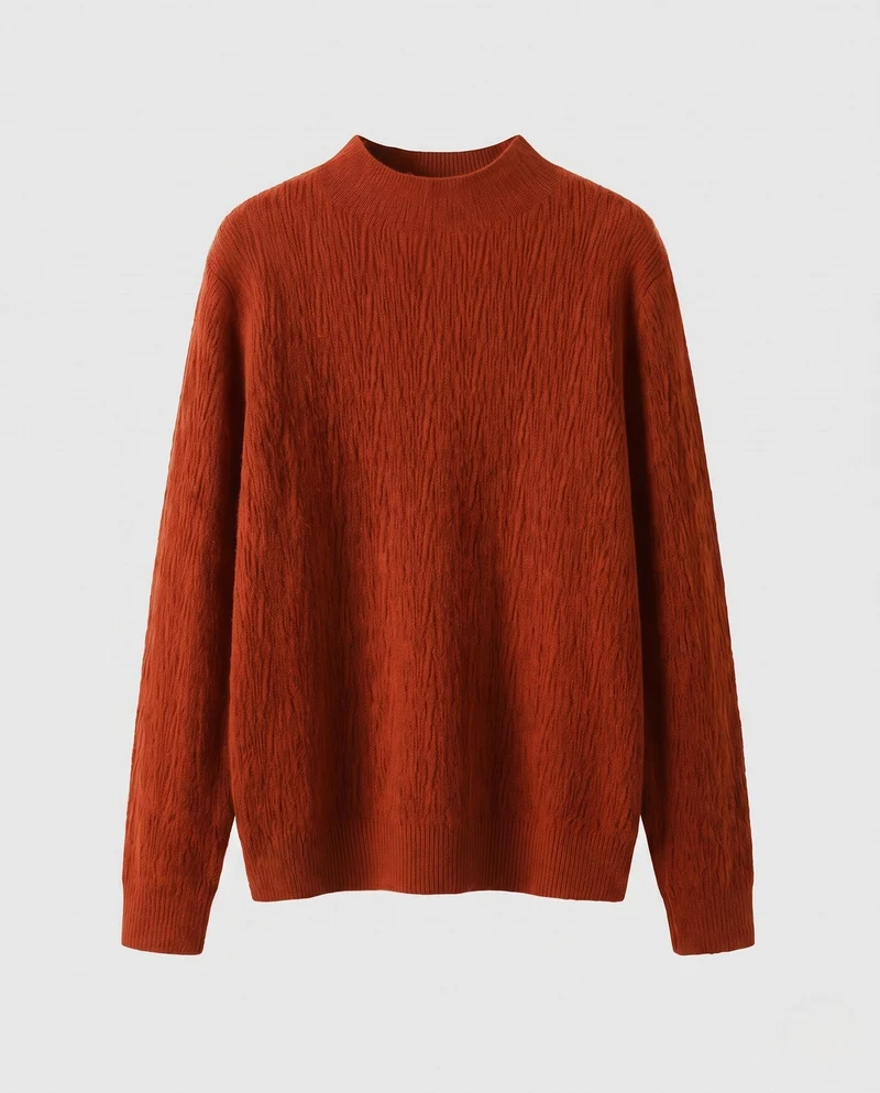 Damen Feinstrick-Pullover mit kurzem Mockneck und leicht strukturierter Oberfläche Nord Taschen