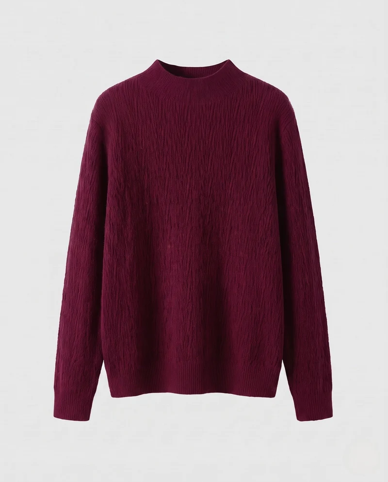 Damen Feinstrick-Pullover mit kurzem Mockneck und leicht strukturierter Oberfläche Nord Taschen