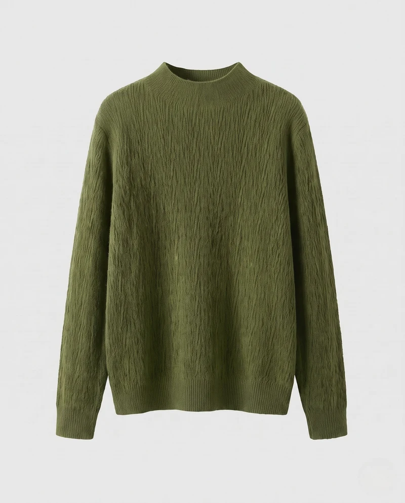 Damen Feinstrick-Pullover mit kurzem Mockneck und leicht strukturierter Oberfläche Nord Taschen