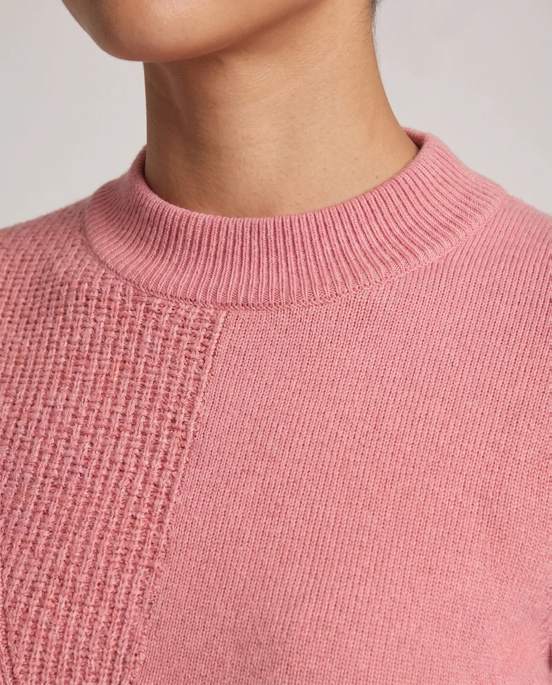 Damen Feinstrick-Pullover mit kurzem Rollkragen und diagonaler Strukturierung Nord Taschen